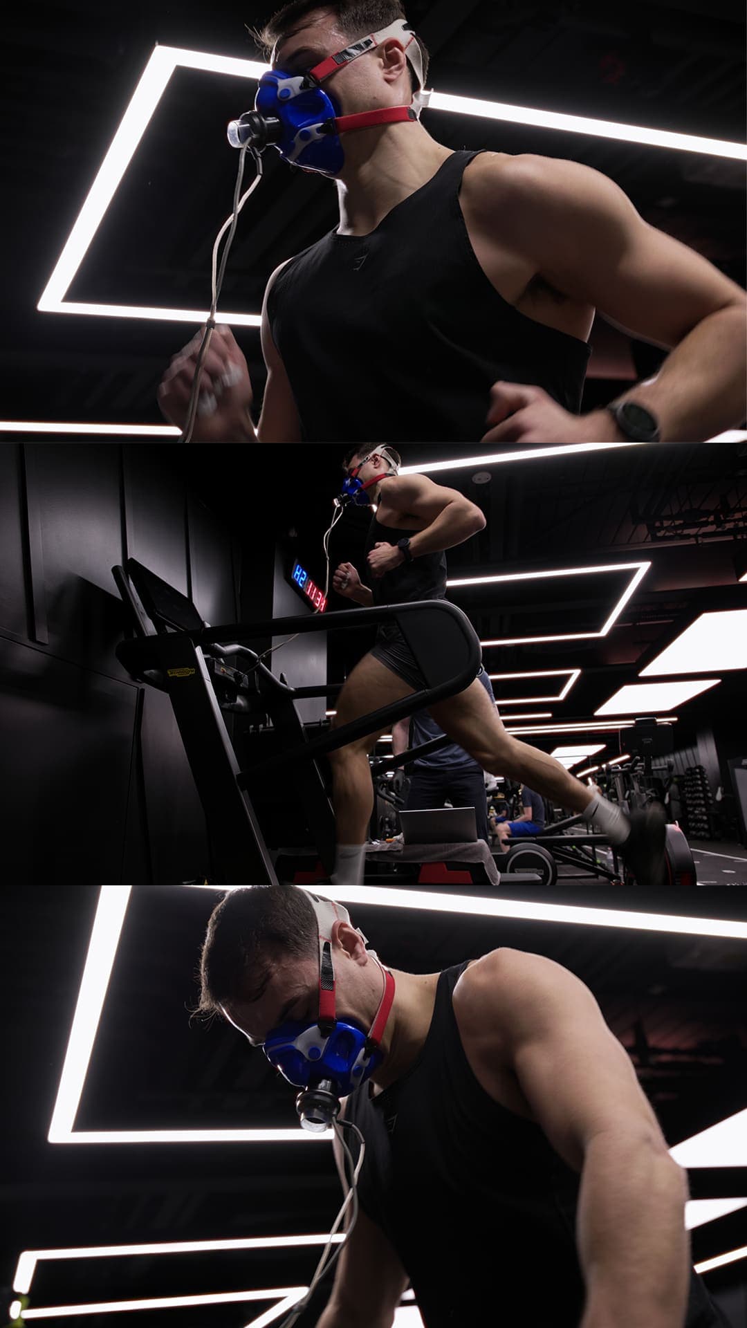 An MXO client undergoing VO2 performance testing in the Motion Room